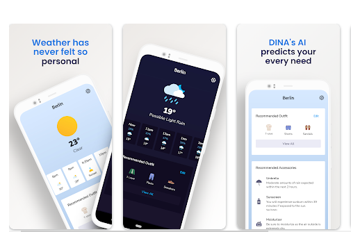 DINA Personalized Weather - 10 Cool New Android Apps That Are Actually Useful